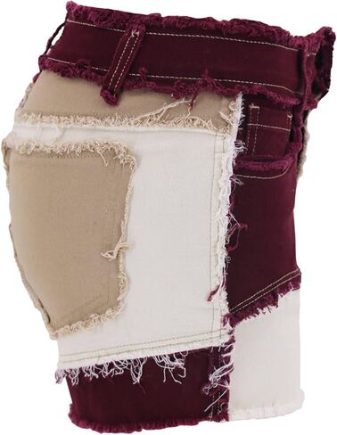 Jeke-DG Womens Mid Rise Respressy الجينز الجينز بلوك ساق الساق الخام دنيم شورتات خام متوترة in Kuwait