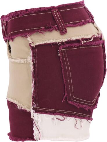 Jeke-DG Womens Mid Rise Respressy الجينز الجينز بلوك ساق الساق الخام دنيم شورتات خام متوترة in Kuwait