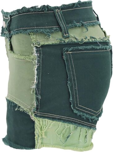 Jeke-DG Womens Mid Rise Respressy الجينز الجينز بلوك ساق الساق الخام دنيم شورتات خام متوترة in Kuwait