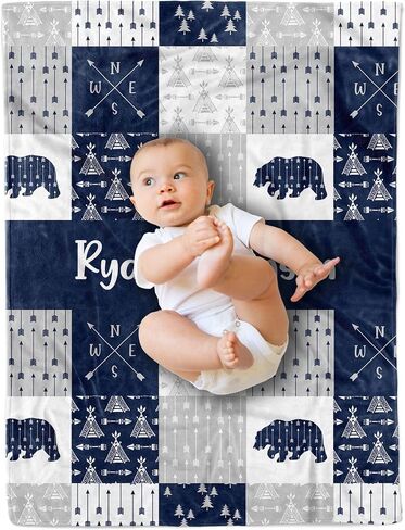Arteaga Personalized Baby Phinkets for Boys ، بطانيات أطفال مخصصة للأولاد ، بطانية أطفال وودلاند ، أفضل هدية للطفل ، المولود الجديد ، الأم الجديدة ، الصوف الفخم الفائق ، 30'x40 '' in Kuwait