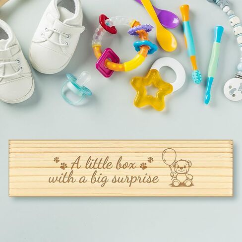 CHGCRAFT Pregnancy Test Keepsake Box Feet Angel Wings Wooden Pregnancy Announcement Gifts Box with Raffia Ribbon and Lock Announcement Gifts for Dad Husband, 8x2x1.2inch in Kuwait