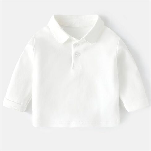 الأولاد بولو قميص صلبة طويلة الأكمام طويلة بيك مريحة زر القمصان طفل طفل مسدود غولف تنس بلوزة قمم in Kuwait