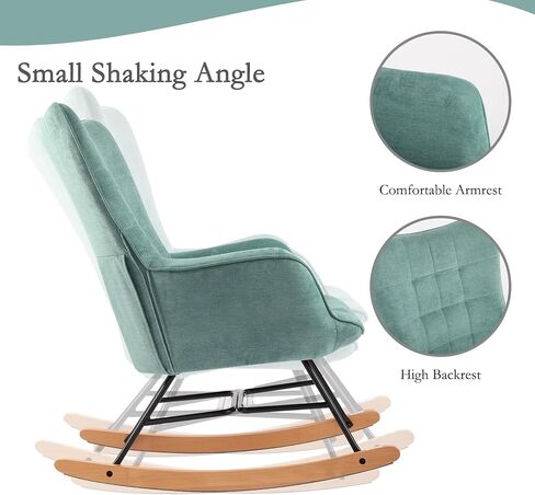 DAGONHIL Rocking Chair Nursery Upholstered Glider Chair Modern Armchair with Thick Seat and High Backrest for Nursery Living Room Bedroom Balcony Offices Grey in Saudi Arabia