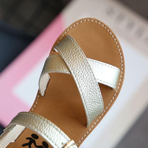 Sandals Toddler Shoes Kids Sandals Non-Slip Baby Cross Solid Rubber Girls Baby Shoes Girls Heels (Gold, 3.5-4 Years) in Saudi Arabia