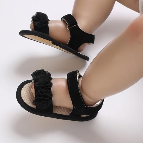 Baby Infant Girls Open Toe Barefoot Sandals Adjusted Lace Strap Flat Wide Shoes Newborn Summer Lightweight Sandals in Saudi Arabia