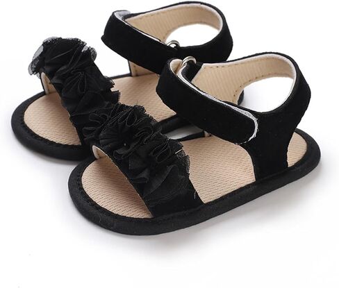 Baby Infant Girls Open Toe Barefoot Sandals Adjusted Lace Strap Flat Wide Shoes Newborn Summer Lightweight Sandals in Saudi Arabia