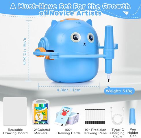 روبوت الرسم الذكي للأطفال الذين لديهم 100 بطاقة-لعبة تعليمية وإبداع تم تنشيطها الصوتية ، آلة التعلم مونتيسوري للبنين والبنات من 3 إلى 9 سنوات للأطفال الصغار والأطفال (الأزرق) in Kuwait