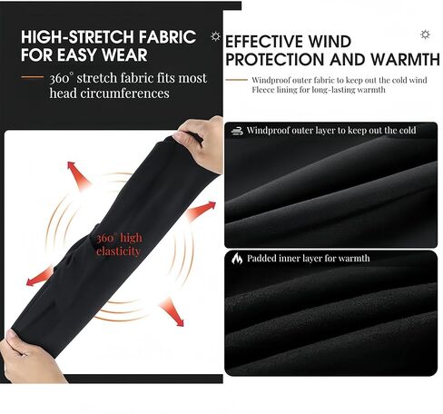 2 Pcs Balaclava Full Face Mask, Cold Weather Windproof Fleece Thermal Ski Mask for Men & Women, Hunting Cycling Motorcycle Neck Warmer Hood Winter Gear Black in Saudi Arabia