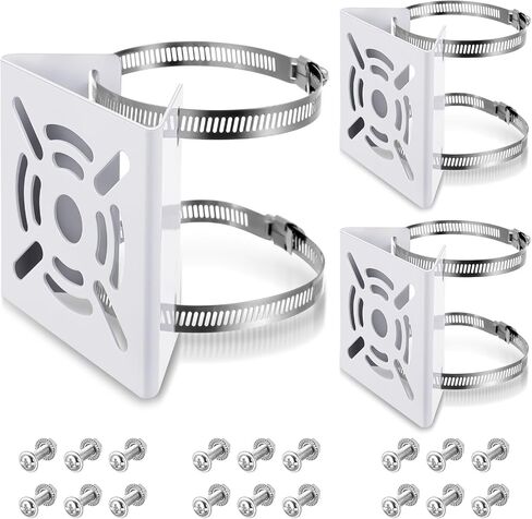 3 Pcs Universal Vertical Pole Mount for Security Camera Wall Mounting Bracket with 6 Loops Solid Metal Pole Bracket for CCTV Camera Indoor Outdoor Solar Panel LED Wall/ Stage Light (White) in Saudi Arabia