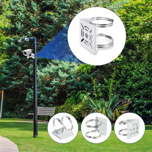3 Pcs Universal Vertical Pole Mount for Security Camera Wall Mounting Bracket with 6 Loops Solid Metal Pole Bracket for CCTV Camera Indoor Outdoor Solar Panel LED Wall/ Stage Light (White) in Saudi Arabia