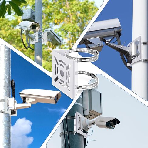 3 Pcs Universal Vertical Pole Mount for Security Camera Wall Mounting Bracket with 6 Loops Solid Metal Pole Bracket for CCTV Camera Indoor Outdoor Solar Panel LED Wall/ Stage Light (White) in Saudi Arabia