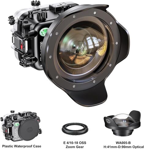Sea frogs Underwater Camera Housing Compatible with Sony A6700 E 4/10-18 OSS IPX8 Maximum Diving Depth 40m/130ft Waterproof Camera Case for Diving, Surfing, Rowing, Skiing in Kuwait