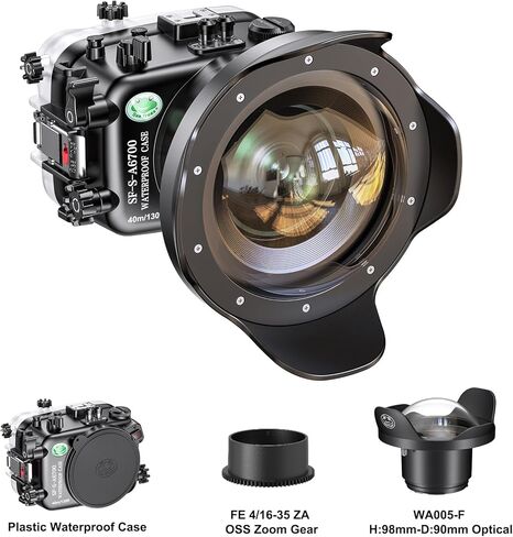 Sea frogs Underwater Camera Housing Compatible with Sony A6700 E 4/10-18 OSS IPX8 Maximum Diving Depth 40m/130ft Waterproof Camera Case for Diving, Surfing, Rowing, Skiing in Kuwait