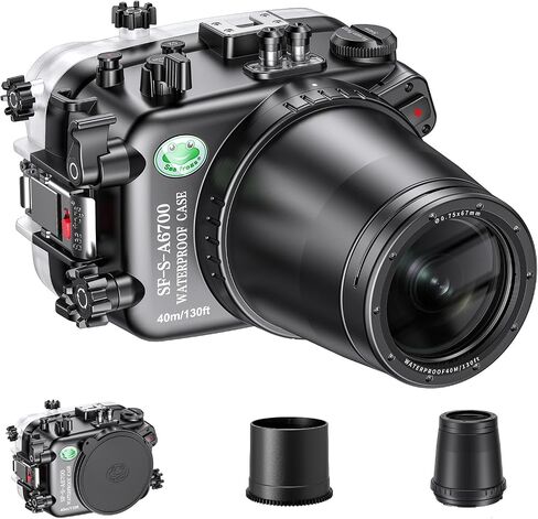 Sea frogs Underwater Camera Housing Compatible with Sony A6700 E 4/10-18 OSS IPX8 Maximum Diving Depth 40m/130ft Waterproof Camera Case for Diving, Surfing, Rowing, Skiing in Kuwait