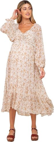 PinkBlush Floral Chiffon Ruffle Maternity Maxi Dress in Saudi Arabia