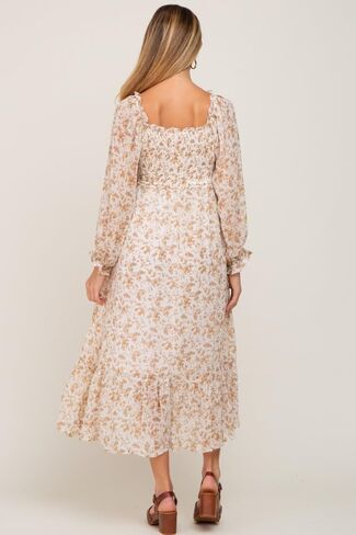 PinkBlush Floral Chiffon Ruffle Maternity Maxi Dress in Saudi Arabia