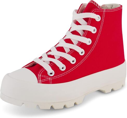 CUSHIONAIRE Women's Vespa high top Canvas Sneaker +Memory Foam and Side Zipper, Chocolate 6.5 in Saudi Arabia