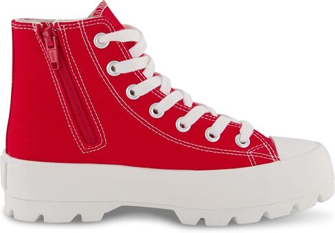 CUSHIONAIRE Women's Vespa high top Canvas Sneaker +Memory Foam and Side Zipper, Chocolate 6.5 in Saudi Arabia