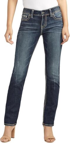 Silver Jeans Co. Women's Suki Mid Rise Curvy Fit Straight Leg Jeans, Med Wash EAE283, 29W x 31L in Saudi Arabia