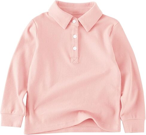 Toddler School Uniform Shirt Kids Girls Boys Solid Collar Button Down Pique Polo Shirts Baby Athletic Cotton Long Sleeve Tops in Saudi Arabia