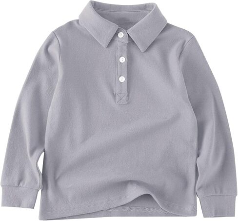 Toddler School Uniform Shirt Kids Girls Boys Solid Collar Button Down Pique Polo Shirts Baby Athletic Cotton Long Sleeve Tops in Saudi Arabia