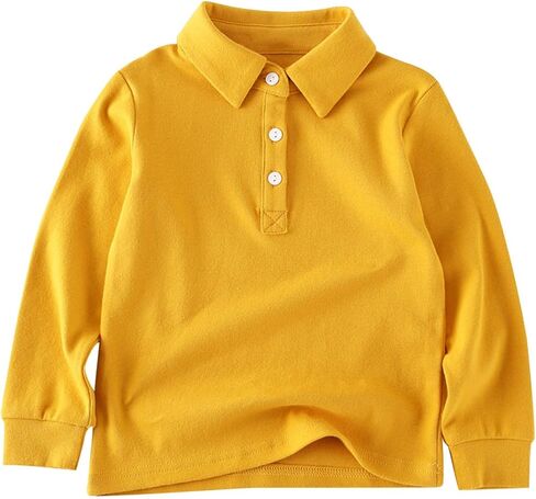 Toddler School Uniform Shirt Kids Girls Boys Solid Collar Button Down Pique Polo Shirts Baby Athletic Cotton Long Sleeve Tops in Saudi Arabia