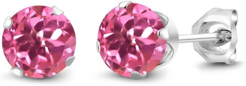 Gem Stone King 925 Sterling Silver Red Garnet Stud Earrings For Women (2.00 Cttw, Gemstone January Birthstone, Round 6MM) in Saudi Arabia