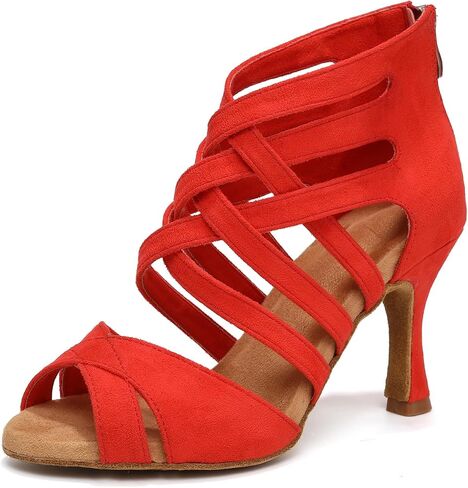 Ballroom Dance Boots Women Open Toe Zip Latin Salsa Tango Party Practice Performance Shoes in Saudi Arabia