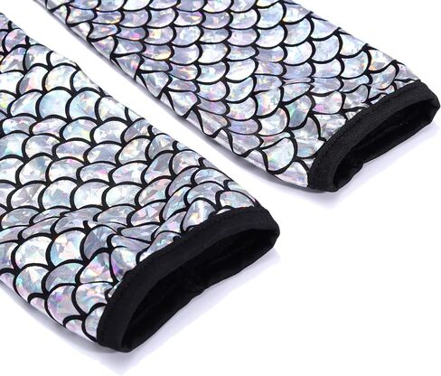 Yikisdy Fashion حورية البحر مقياس قفازات بدون أصابع قفاز طويل مقياس السمك أكمام أذرع تبريد زي حفلة الهذيان للنساء والفتيات in Kuwait