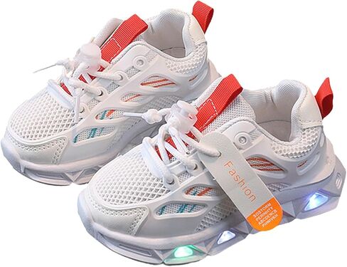 Baby Infant Leather Mesh Lights up Sneakers Lace Breathable First Walking Sport Shoes Toddler Non Slip Casual Sneakers in Saudi Arabia