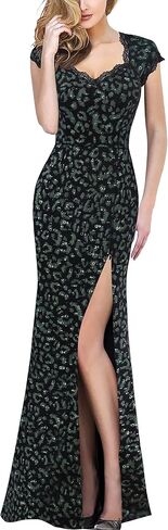 VFSHOW Womens Sweetheart Neckline Floral Lace Formal Prom Open Back Keyhole Maxi Dress Sexy High Split Evening Wedding Guest Long Special Occasion Gown (Red, Medium) 3780 RED M in Kuwait