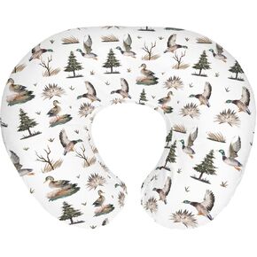 Retro Duck Hunting Baby Nursing Pillow Covers for Boy Girl Vintage Flying Mallards Nursing Pillowcase for Breastfeeding Pillows Wild Ducks Trees Leaves Soft Stretchy Slipcovers for Newborn Infant