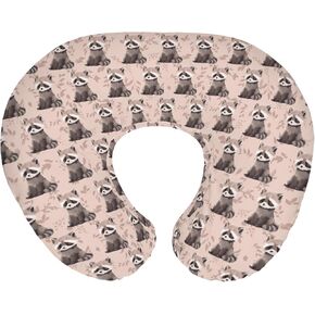 Vintage Raccoon Boho Leaves Baby Nursing Pillow Covers for Boy Girl Cute Raccoons Nursing Pillowcase for Breastfeeding Pillows Boho Woodland Animals Soft Stretchy Slipcovers for Newborn Infant
