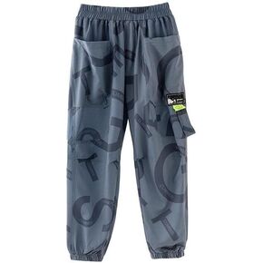Boys Joggers Hiking Cargo Pants Drawstring Elastic Waist Kids' Hiking Pants Youth Tapered Sweatpants 3-12 Years