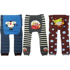 allydrew Baby and Toddler Animal Leggings (Set of 3), 24 to 36 Months, Cars and Animals