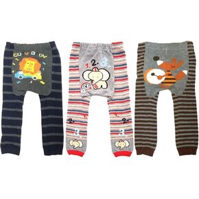 Bowbear Baby 3 Pair Cute Animal Leggings, 95cm, Lion/Elephant/Fox