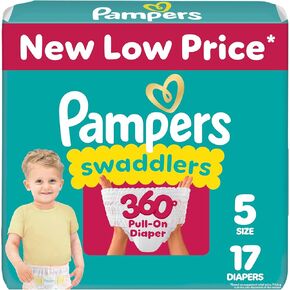 Pampers Diapers - Cruisers 360 - Size 5, 17 Count, Babyproof up to 100% Leakproof Pull-On Diaper (Packaging May Vary)