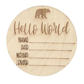إعلان ولادة طفل خشبي مخصص-لوحة حديثي الولادة محفورة مخصصة مع إحصائيات الولادة-تذكار محايد بين الجنسين لصور الحضانة والطفل-هدية فريدة من نوعها للاستحمام الطفل (Deer Hello World) in Kuwait