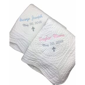 Personalized Baptism Blanket Gift for Baby Girl keepsake boys toddler keepsakes Christening newborn