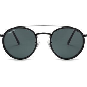 CONRAD RONTGEN Retro Round Sunglasses for Women Men Double Bridge UV400 Protection