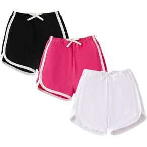 SOBOWO Toddler Girl Shorts 3 Pack Girls Athletic Shorts Solid Soccer Running Active Sport Bike Summer Drawstring Pants 18M-6Y in Kuwait