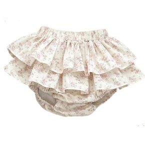 Hwafan Infant Summer Casual Comfort Ruffle Flowers Print Shorts Baby Girls Classic Solid Color Daily Wear Short Pants (Beige 01,9-12 Months,12 Months)