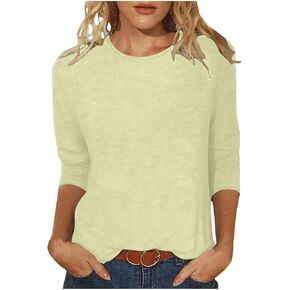 3/4 Length Sleeve Womens Tops Dressy Casual Summer Vacation Blouses Lightweight Loose 3 Quarter Sleeve Tunic Shirts