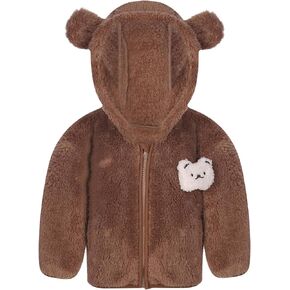 Kaerm Baby Girls Cute Rabbit Sherpa Coats Bear Ears Hooded Jackets Winter Warm Cozy Hoodies Outerwear