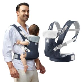 IULONEE Baby Carriers from Newborn with Detachable Bibs Ergonomic Portable Baby Front & Back Backpack Carry Adjustable Toddlers Carrier for Infant Within 33lbs Navy Blue