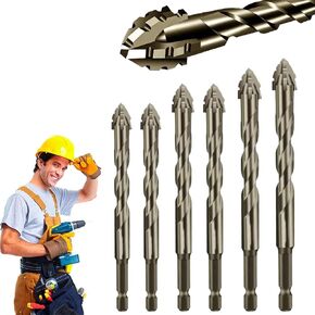 New Four-Flute Sawtooth Eccentric Drill Bit, Four Blade Serrated Eccentric Drill, High Hardness Skewed Head Drill Set, Multifunction Suitable for Metal, Stone, Glass, Concrete (6+6+8+8+10+12 6pcs)