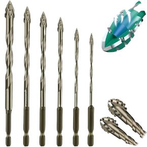 Four Blade Serrated Eccentric Drill Bits, Vrsgs Drill Bits, High Strength Twist 4 Flute Drill Bit Set, Multifunction, for Concrete, Metal, Brick, Wood (gold-4-5-6-8-10-12)