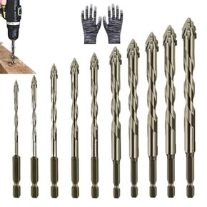 TiN-Coated Eccentric Drill Bits Set – Four Blade Serrated | High-Hardness Wear-Resistant Drill | Multi-Material Use: Metal, Wood, Plastic, Masonry, Concrete (3+4+5+6+7+8+10+12+14+16)
