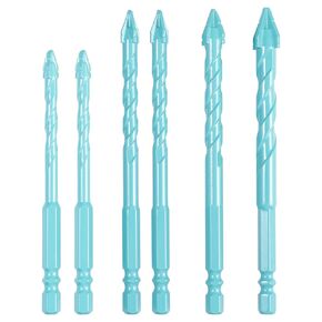 Serrated Masonry Drill Bit Set,6-Piece 6/8/10/12mm Serrated Eccentric Drill Bits Kit,High Strength 4-Flute Special Serrated Twist Bits,High Hardness Skewed Head Saw Tooth Drill for Concrete/Tile/Glass