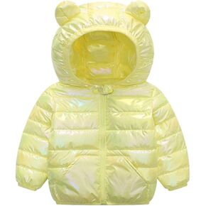 sfdgfhyf Girls and Toddlers' Lightweight Water-𝐑esistant Packable Hooded Down Coat Metallic Puffer Girls